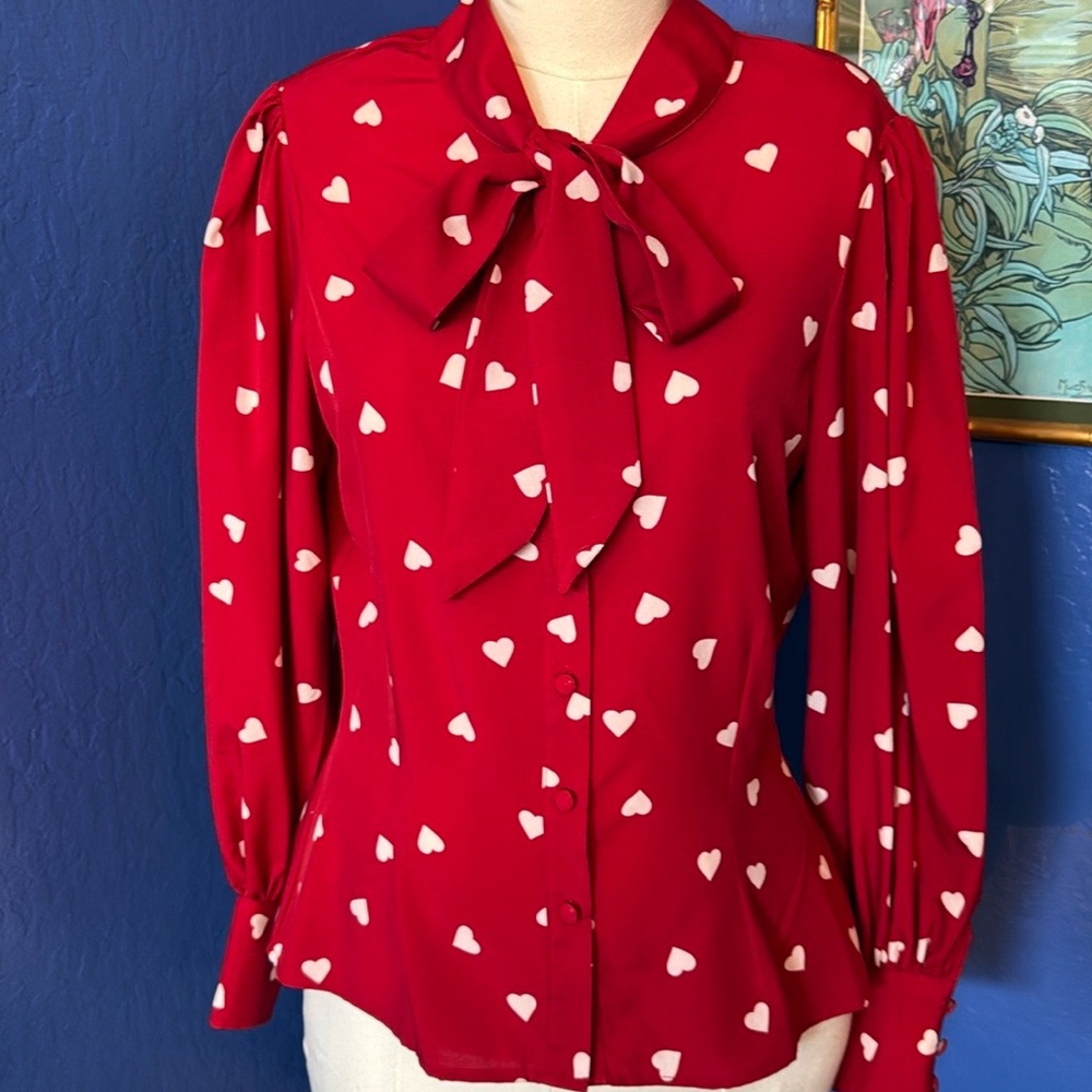 Vintagee style kitten bow blouse
